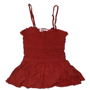No Boundaries XS Orange Smocked Camisole With Peplum summer top shirt blouse EUC
